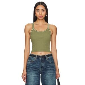Re/Done Green Ribbed Tank